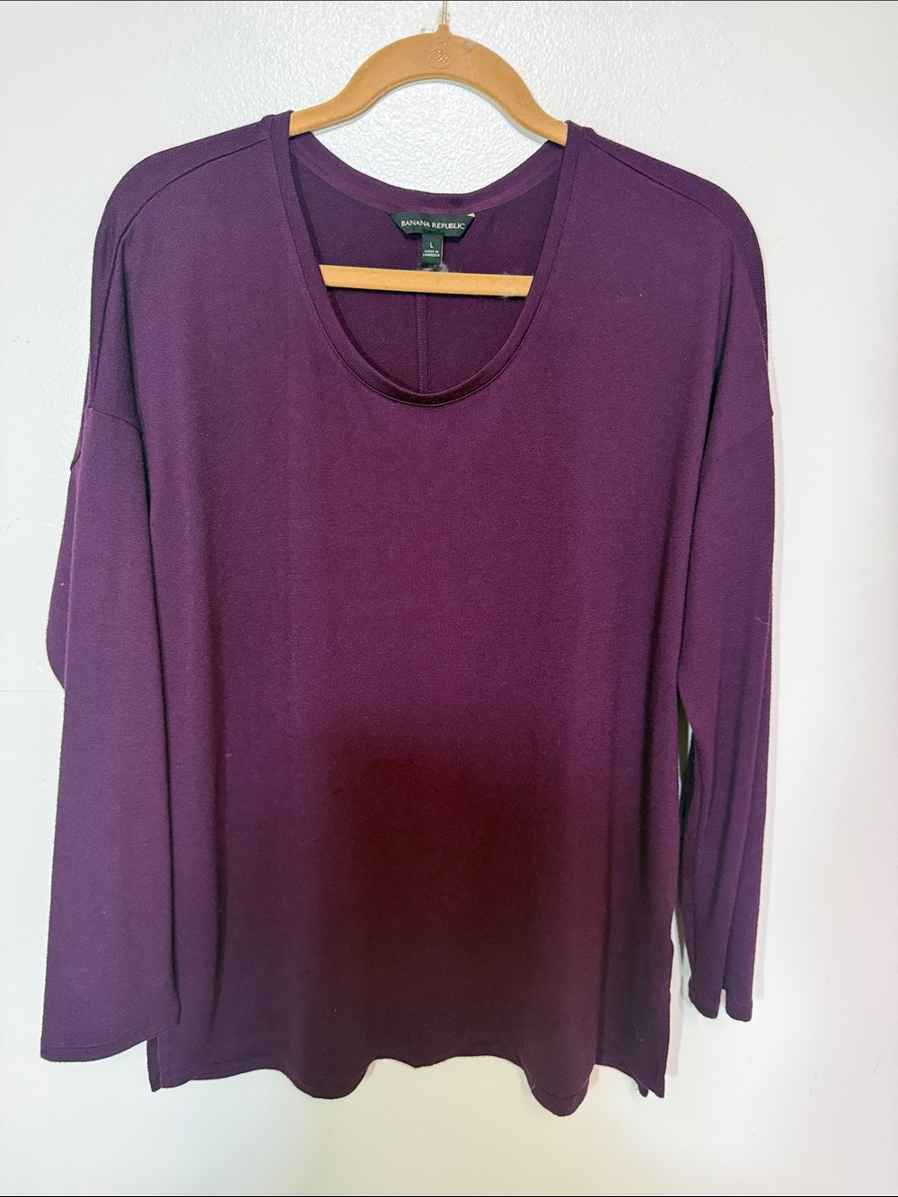 Banana Republic Plum Scoop Neck Long Sleeve Top